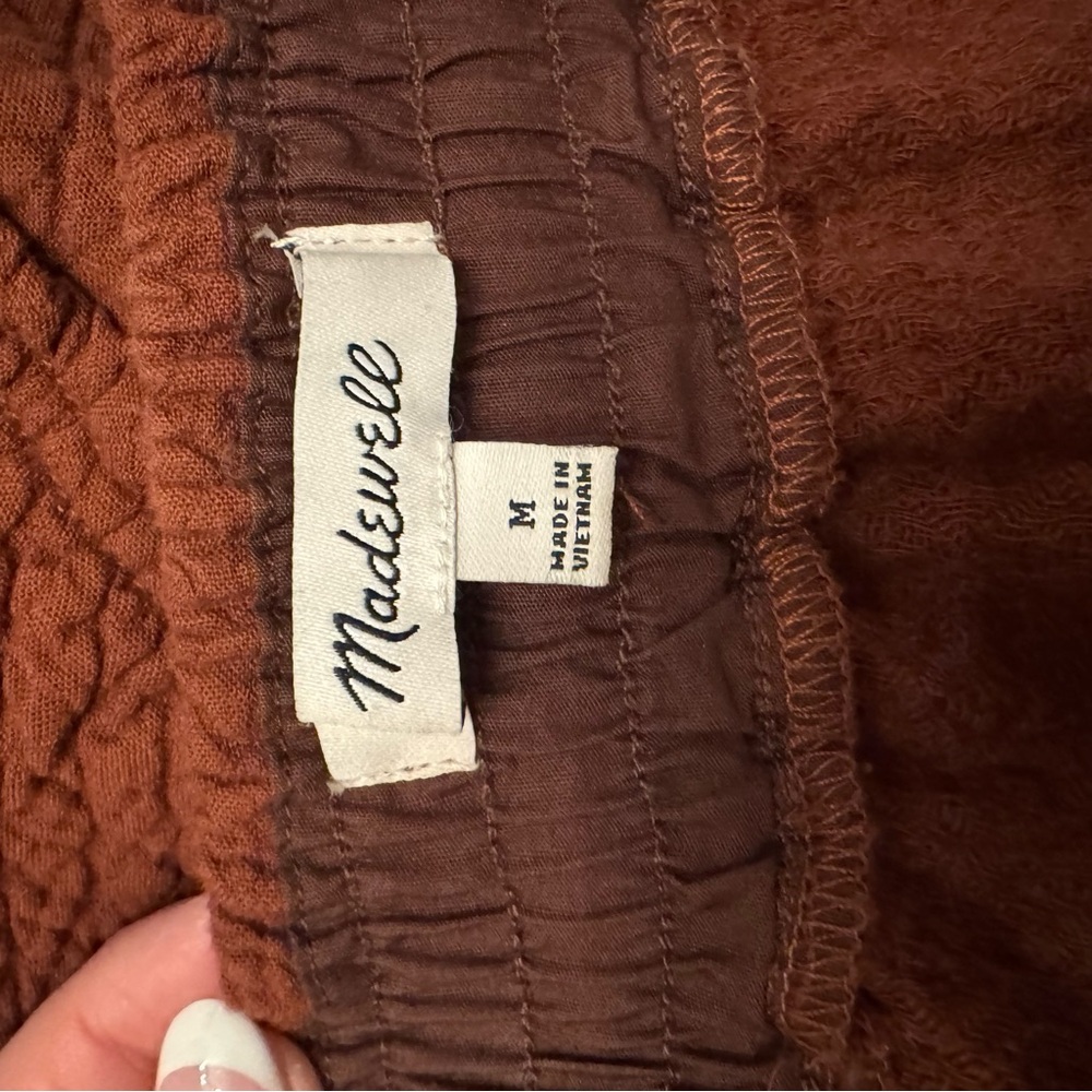 Madewell Rust Midi Skirt Diamond Jacquard Drawstring “stained Mahogany “ quilted - Picture 9 of 11
